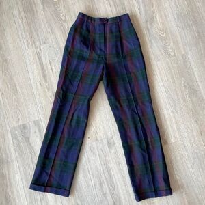 Vintage 50's Wool Purple & Green Plaid Pants RARE Women's Size 2 Academia READ
